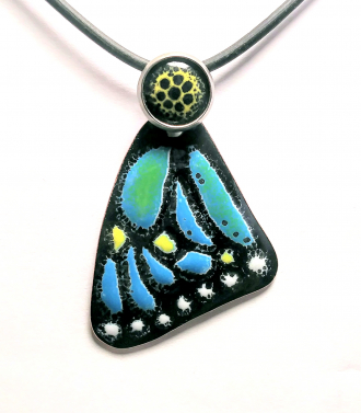 Enamel Butterfly Pendant 1, enamel on bail