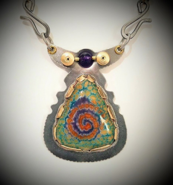 Enamel Spiral Pendant