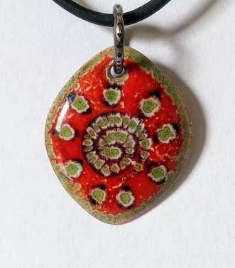 Enamel Pendant, titanium bail