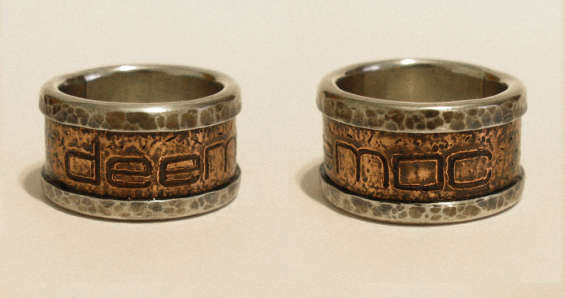 Monogram ring - copper, silver