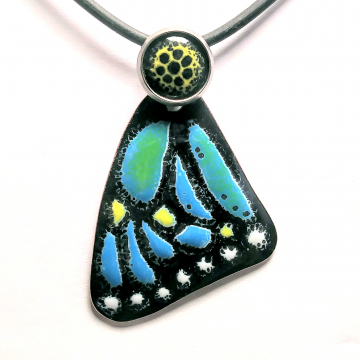 Enamel Butterfly Pendant 1, enamel on bail