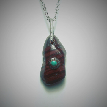 Red Tigers Eye and Robin's Egg Turquoise pendant
