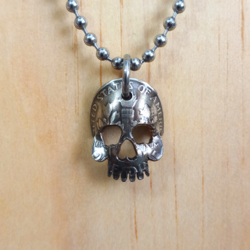 Dime Coin No Jaw Skull Pendant Necklace