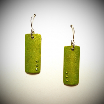 Green Rectangle Earrings