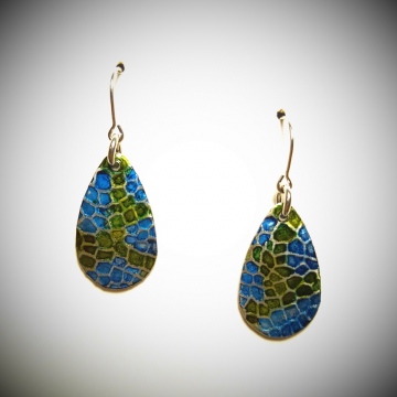 Blue and Green Teardrop Dangle Earrings