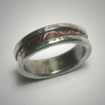 Mens wedding band Rustic Mens Ring Mens wedding band Promise Ring Hammered Ring Rose Gold and Silver Mens wedding Ring Unique Mens Ring