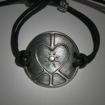 Peace Sign Love Sign Interfaith Multifaith Art Bracelet adjustable Mens Womens Hippie Spiritual Unisex Jewelry