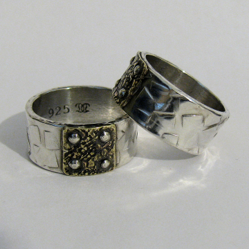 Mixed metal wedding bands - silver, brass
