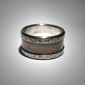 Mixed metal wedding band - copper, silver 