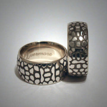 Snake skin wedding bands - 14K white gold